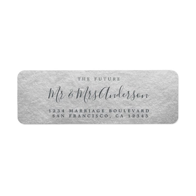 Chic Script Future, Mrs Bröllop Returadress Etikett (Framsidan)