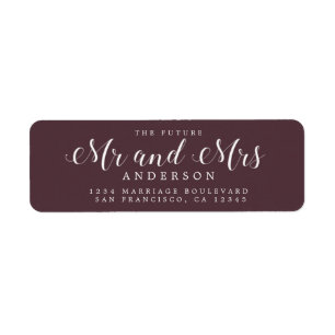 Chic Script Future, Mrs Bröllop Returadress Etikett