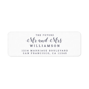 Chic Script Future, Mrs Bröllop Returadress Etikett