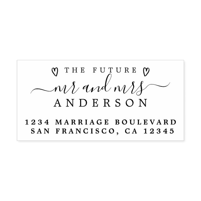 Chic Script Future, Mrs Bröllop Returadress Självfärgande Stämpel (Design)