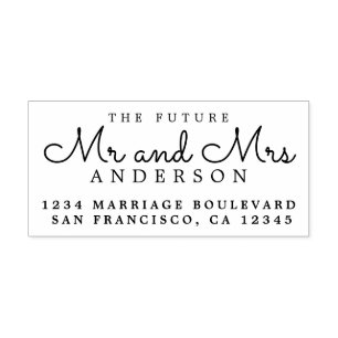 Chic Script Future, Mrs Bröllop Returadress Självfärgande Stämpel