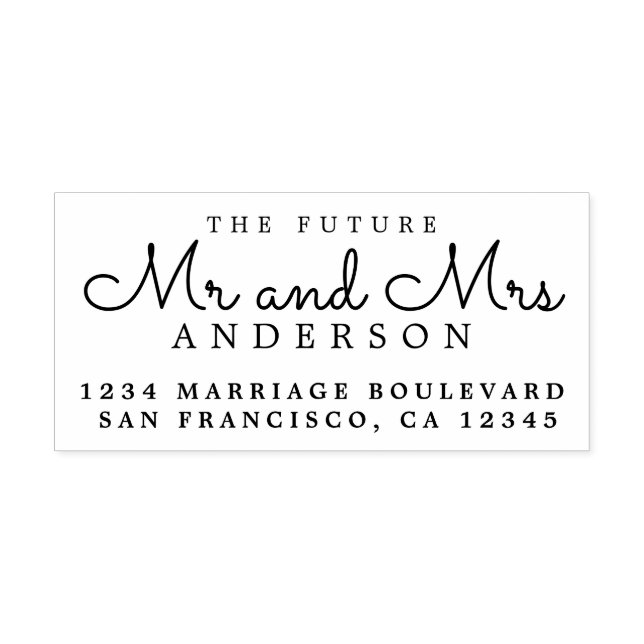 Chic Script Future, Mrs Bröllop Returadress Självfärgande Stämpel (Design)