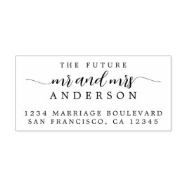 Chic Script Future, Mrs Bröllop Returadress Självfärgande Stämpel