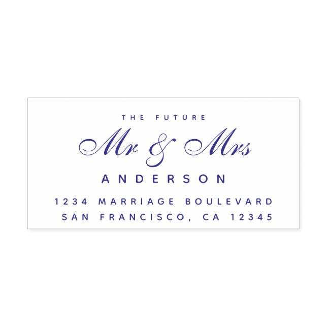 Chic Script Future, Mrs Bröllop Returadress Självfärgande Stämpel (Design)