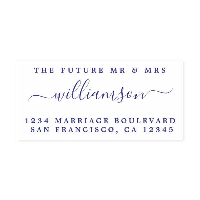 Chic Script Future, Mrs Bröllop Returadress Självfärgande Stämpel (Design)