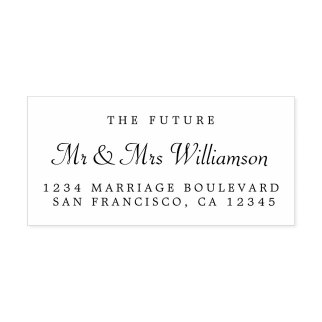 Chic Script Future, Mrs Bröllop Returadress Självfärgande Stämpel (Design)
