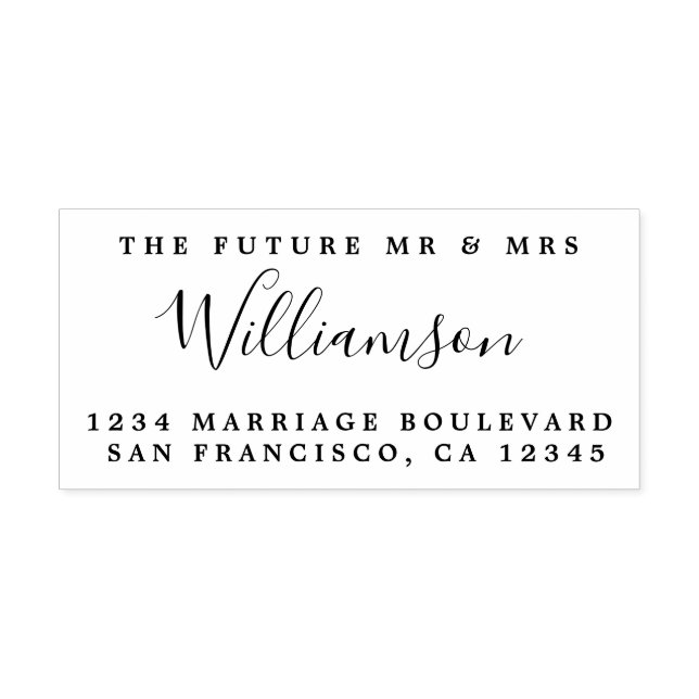 Chic Script Future, Mrs Bröllop Returadress Självfärgande Stämpel (Design)