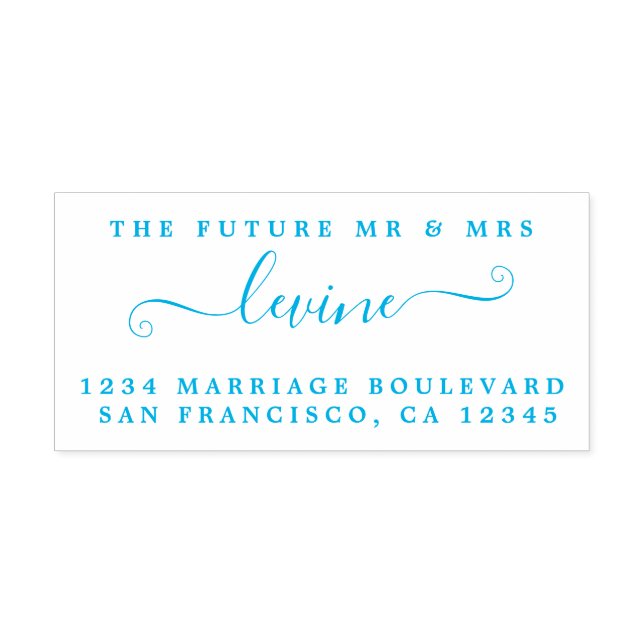 Chic Script Future, Mrs Bröllop Returadress Självfärgande Stämpel (Design)