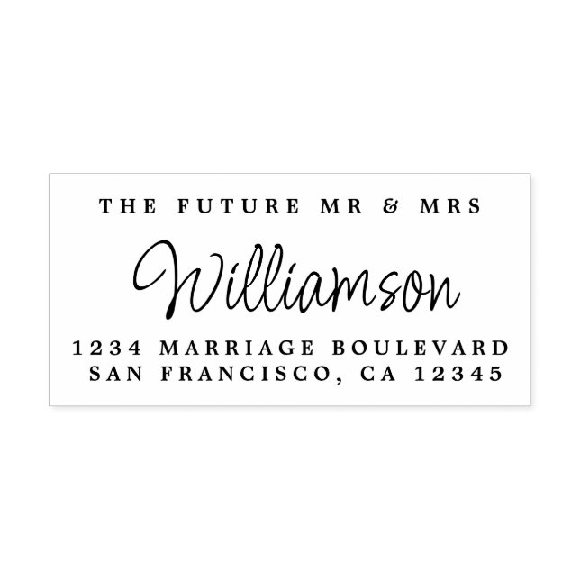 Chic Script Future, Mrs Bröllop Returadress Självfärgande Stämpel (Design)