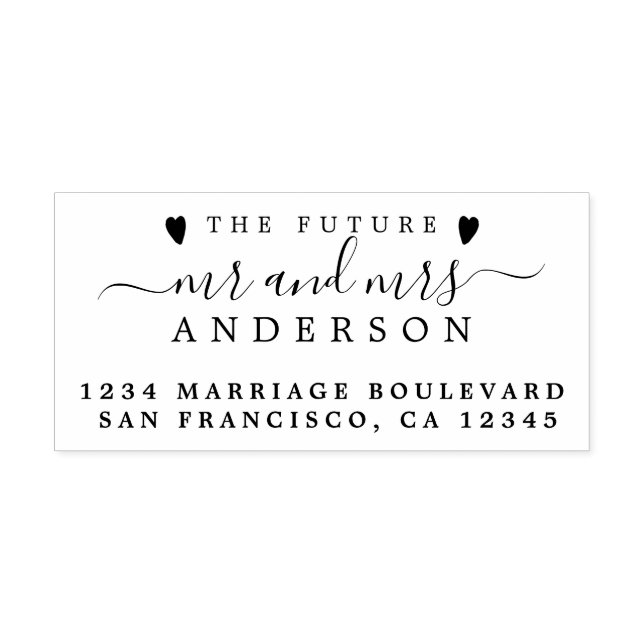Chic Script Future, Mrs Bröllop Returadress Stämpel (Tryck)