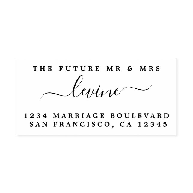 Chic Script Future, Mrs Bröllop Returadress Stämpel (Tryck)