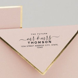 Chic Script Future, Mrs Bröllop Returadress Stämpel