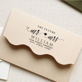 Chic Script Future, Mrs Bröllop Returadress Stämpel
