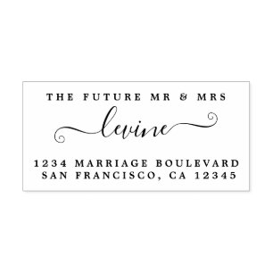 Chic Script Future, Mrs Bröllop Returadress Stämpel