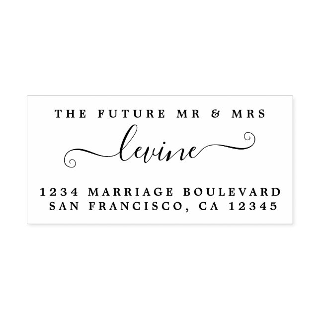 Chic Script Future, Mrs Bröllop Returadress Stämpel (Tryck)