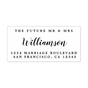 Chic Script Future, Mrs Bröllop Returadress Stämpel