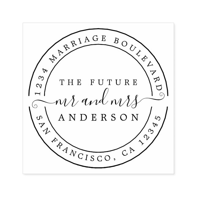 Chic Script Future, Mrs. Round Returadress Stämpel (Tryck)