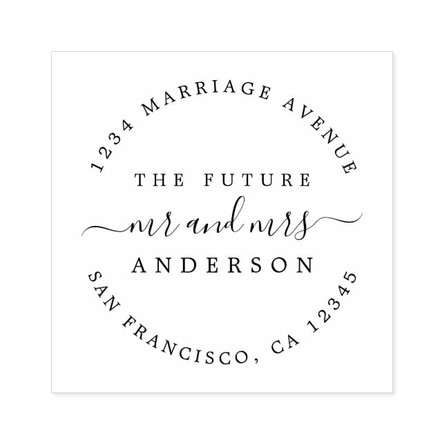 Chic Script Future, Mrs. Round Returadress Stämpel (Tryck)