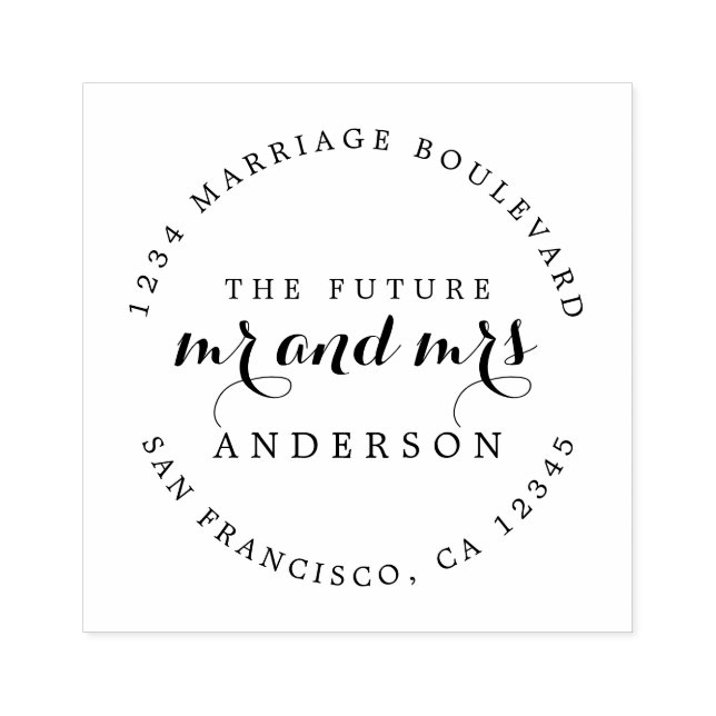 Chic Script Future, Mrs. Round Returadress Stämpel (Tryck)