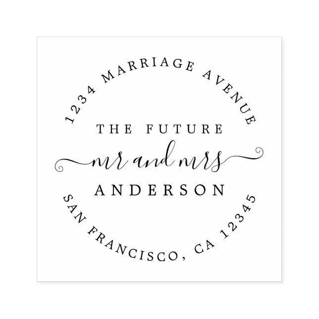 Chic Script Future, Mrs. Round Returadress Stämpel (Tryck)
