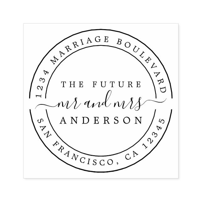 Chic Script Future, Mrs. Round Returadress Stämpel (Tryck)