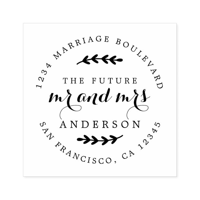Chic Script Future, Mrs. Round Returadress Stämpel (Tryck)
