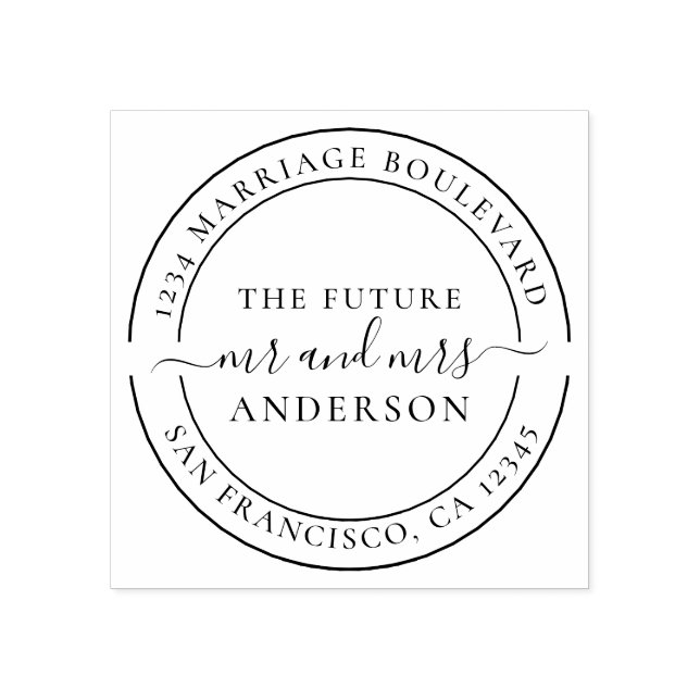 Chic Script Future, Mrs. Round Returadress Stämpel (Tryck)