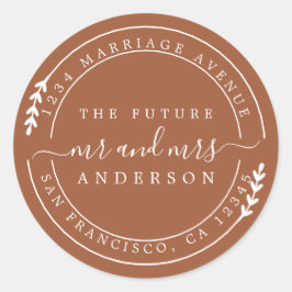 Chic Script Future TerraCotta Return Addres Runt Klistermärke