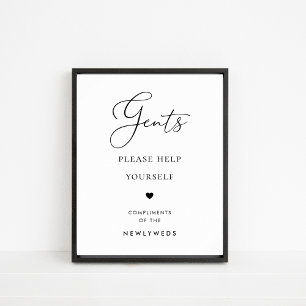Chic Script Gents Bathroom Basket Bröllop-tecken Poster