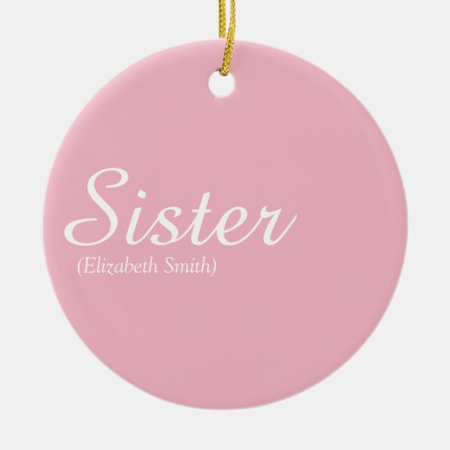Chic Script Girly Rosa Rolig Cool Syster Definitio Julgransprydnad Keramik (Framsidan)