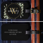 Chic Script Grey Guld Monogram Black Bagagebricka<br><div class="desc">Den här chicens gigantiska utformning kan vara personlig med din guld monogram som första löv. Designad av Thisisnotme©</div>