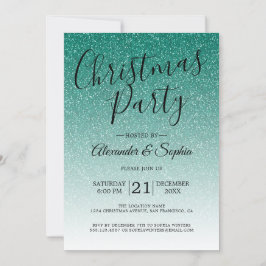 Chic Script Grönt Glitter Ombre jul Party Inbjudningar