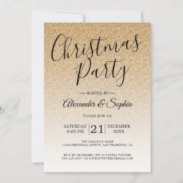 Chic Script Guld Glitter Ombre jul Party Inbjudningar