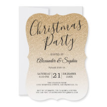 Chic Script Guld Glitter Ombre Julfest