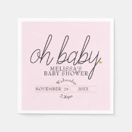 Chic script guld hjärta babyflicka shower oh baby pappersservett