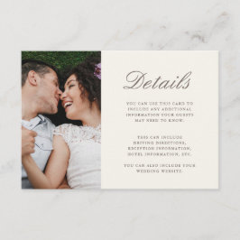 Chic Script Gult Bröllop Information Photo Tilläggskort