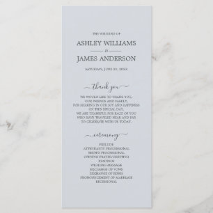 Chic Script Ice Blue Simple Minimal Bröllop Program