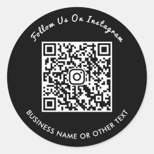 Chic Script Instagram QR-kod Följ Oss Sociala Runt Klistermärke
