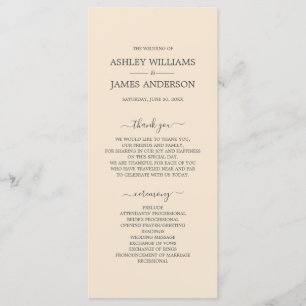 Chic Script Ivory Simple Minimal Bröllop Program
