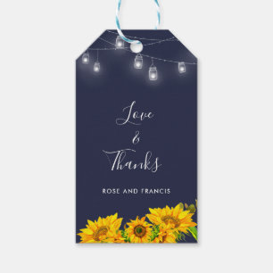 Chic Script Kärlek och tack Solrossolrossen Rustic Presentetikett