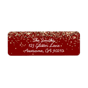 Chic Script Marin Glitter Bröllop Returadress Etikett