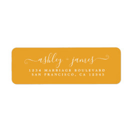 Chic Script Mellow Yellow Bröllop Returadress Etikett