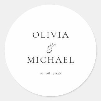 Chic Script-minimalistisk Bröllop Runt Klistermärke