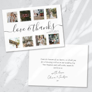 Chic Script Modern Photo Collage Bröllop Tack
