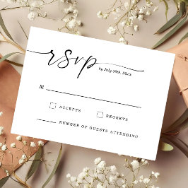 Chic Script Monogram Wedding Response Card Spara Datumet