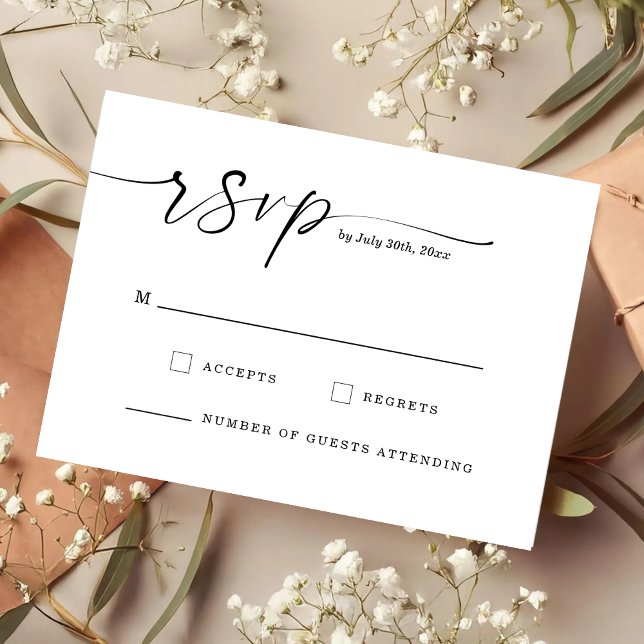 Chic Script Monogram Wedding Response Card Spara Datumet (Skapare uppladdad)