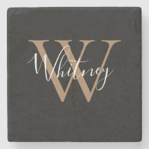 Chic Script Namn Monogram Black Guld