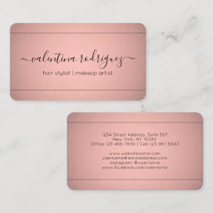 Chic Script Namnteckning Rosa ros Guld Faux Foil Visitkort