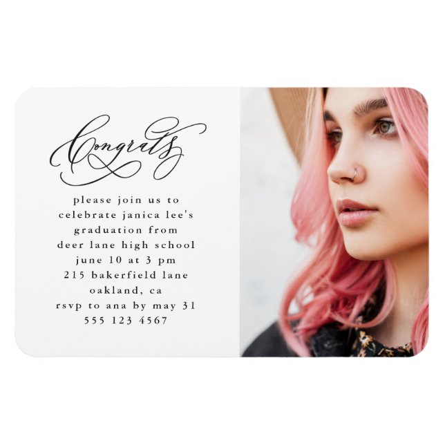 Chic Script One Photo Studentfest Magnet (Horisontell)