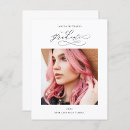 Chic Script One Photo Studentfest Meddelande Vykort